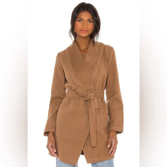 Anthropologie BB DAKOTA Felt Cute Might Cozy Coat Jacket Wrap Camel Size XS - Picture 1 of 14